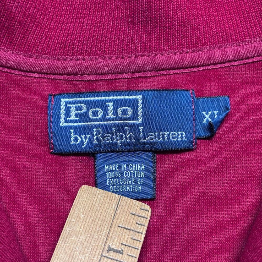 Polo Ralph Lauren Mens XL Red Quarter Zip Pullover Sweater Cotton Pony Logo - Picture 4 of 6